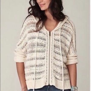 Free People Cassidy Zip Hoodie Open Knit Sweater